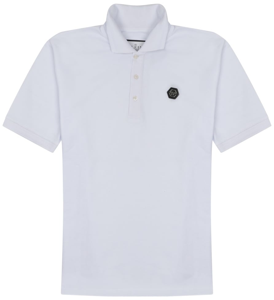 Philipp Plein POLO WITH LOGO PATCH Wit