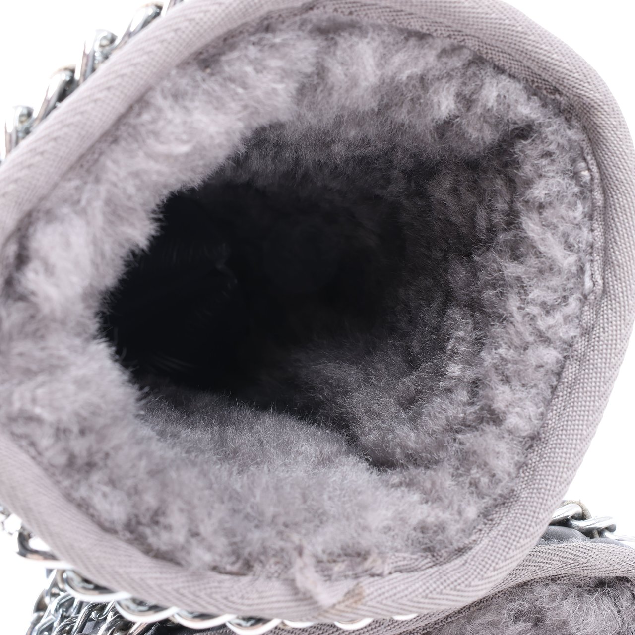 Philipp Plein Philipp Plein Leather Ankle Boots Silver Metal Accessories with Skull Chains, Size 37 EU Grijs