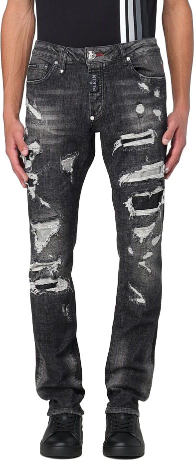 Philipp Plein Gray Denim Slim Fit Jeans Grijs