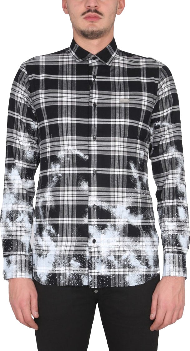 Philipp Plein Tartan Pattern Shirt Grijs