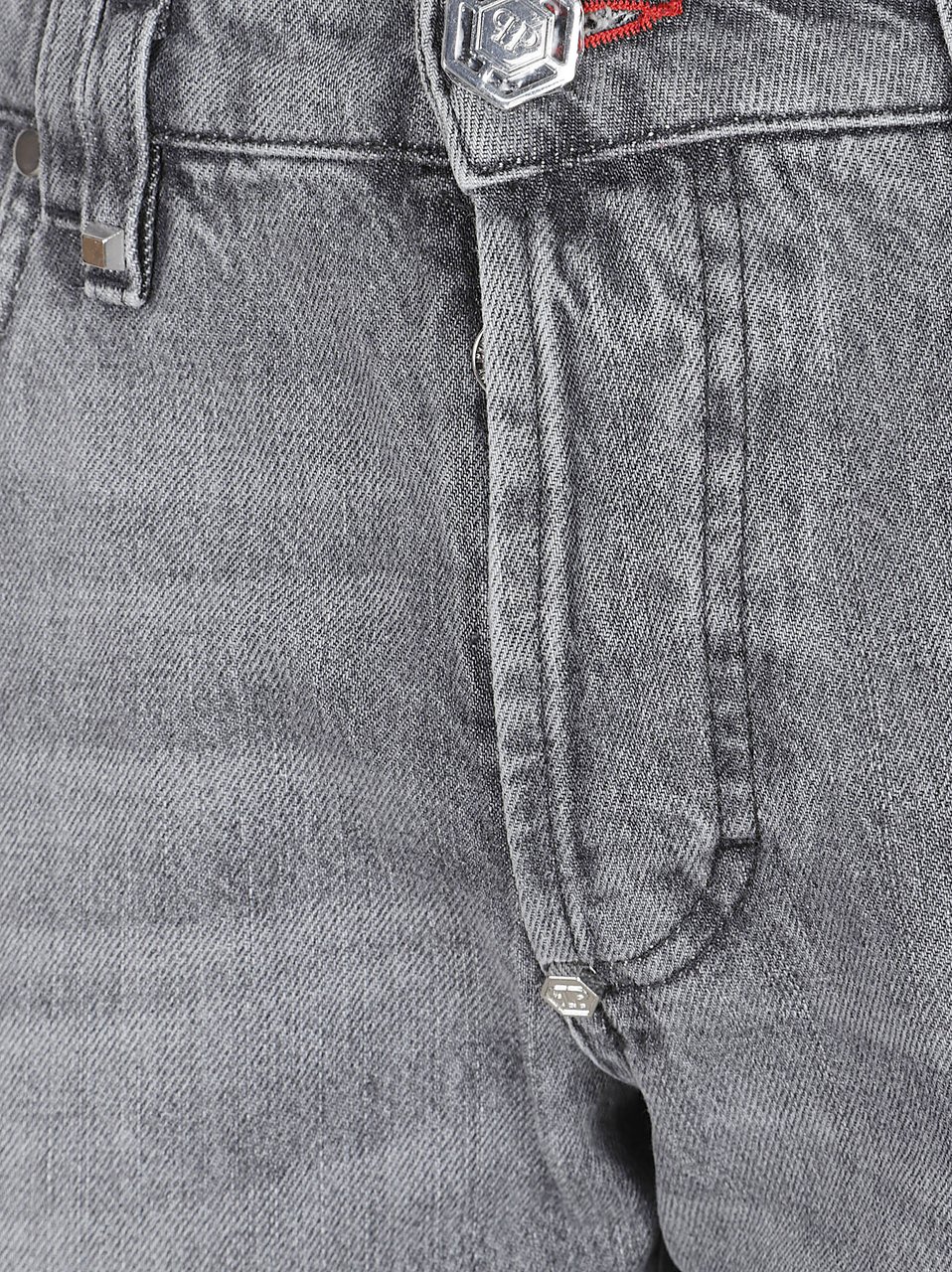 Philipp Plein Straight-Leg Grey Denim Jeans Grijs