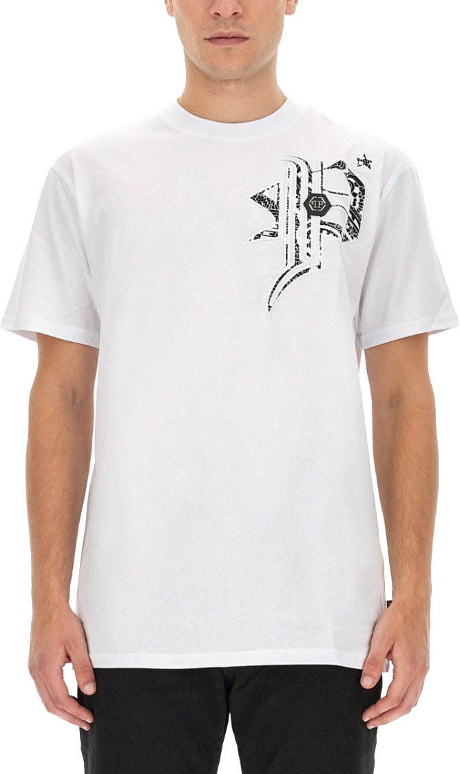 Philipp Plein Regular Fit Cotton T-Shirt Wit
