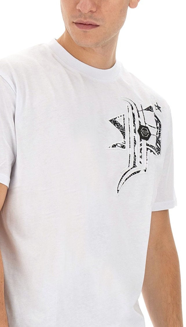 Philipp Plein Regular Fit Cotton T-Shirt Wit