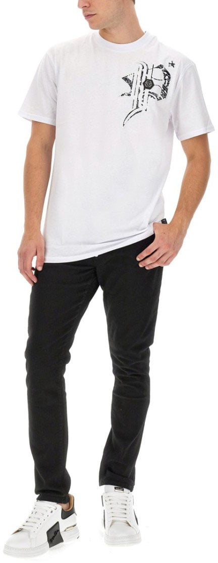 Philipp Plein Regular Fit Cotton T-Shirt Wit