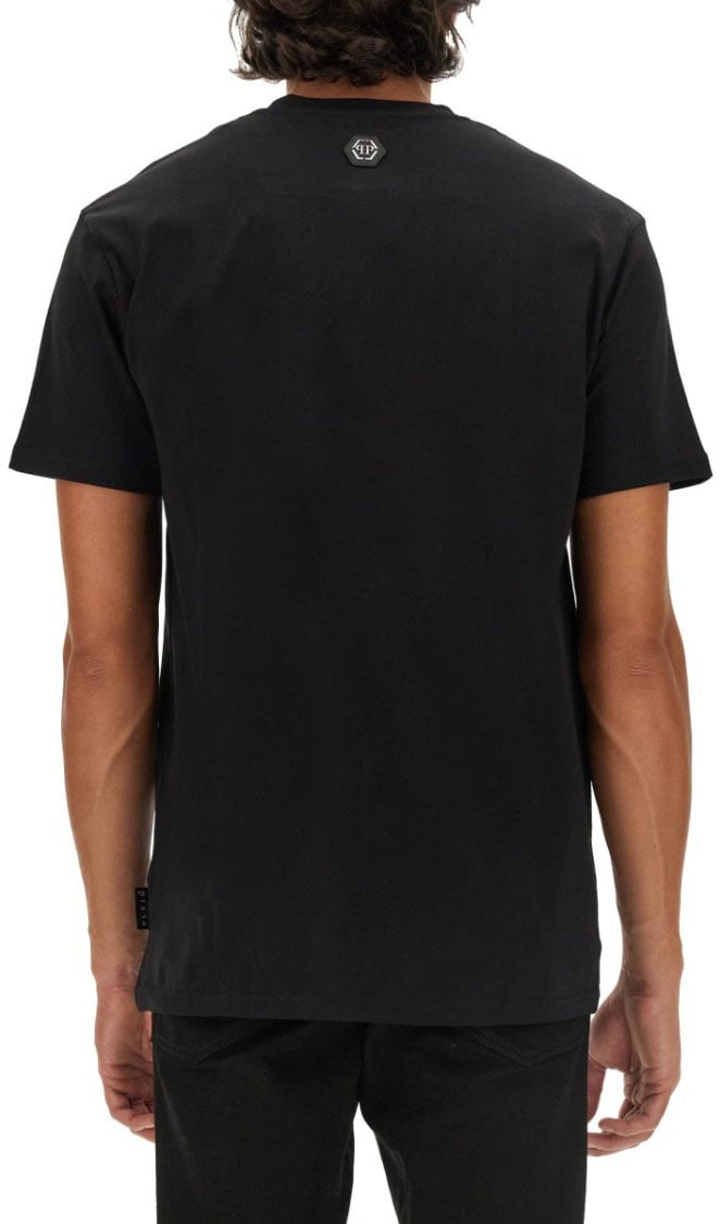 Philipp Plein Cotton T-Shirt With Iconic Logo Design Zwart
