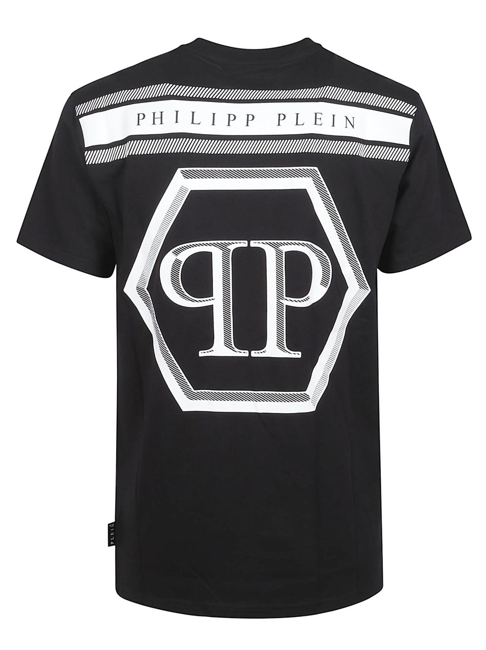 Philipp Plein Crew Neck T-Shirt with Iconic Hexagonal Logo Zwart