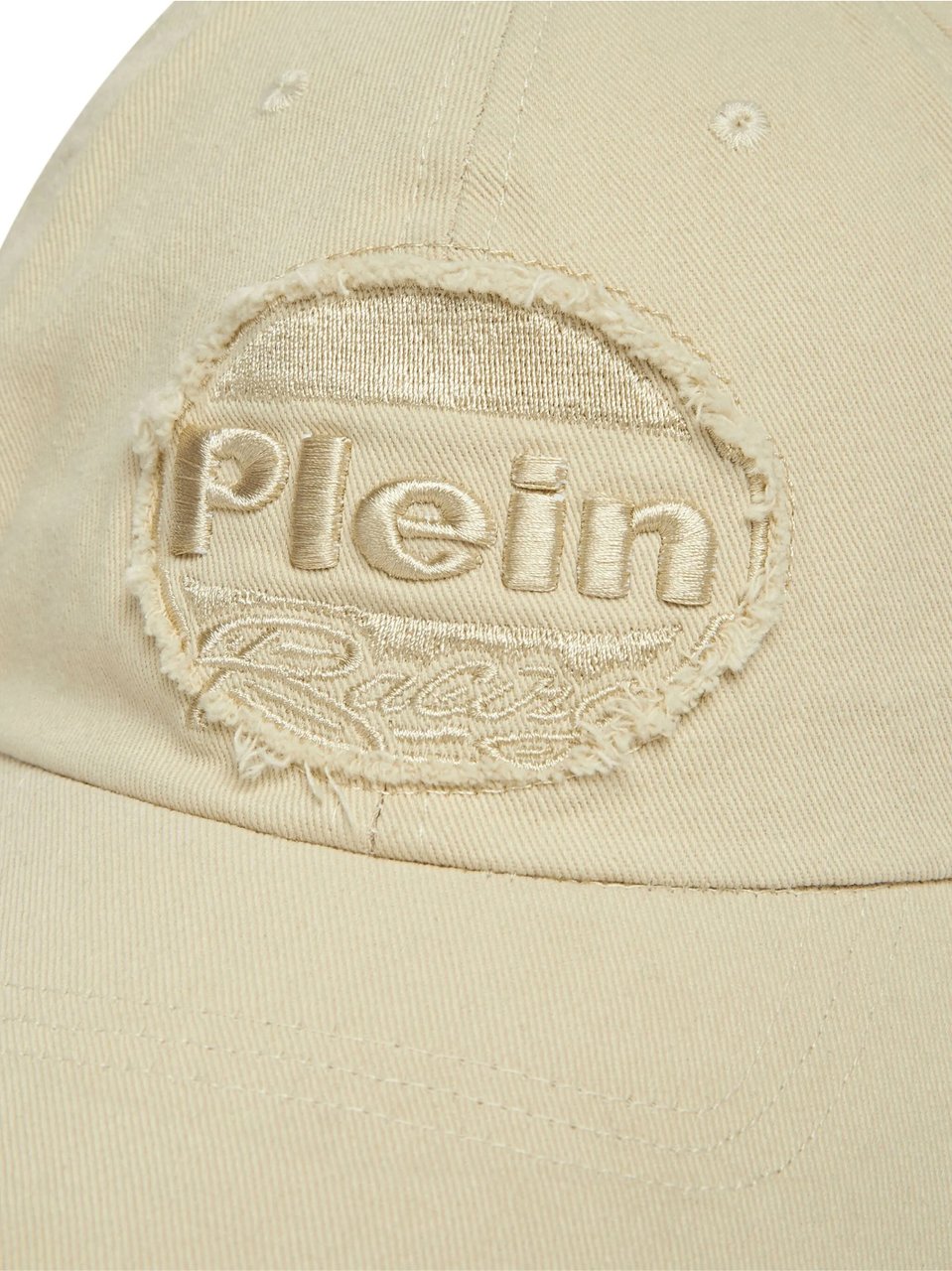 Philipp Plein Logo Patch Twill Baseball Cap Beige