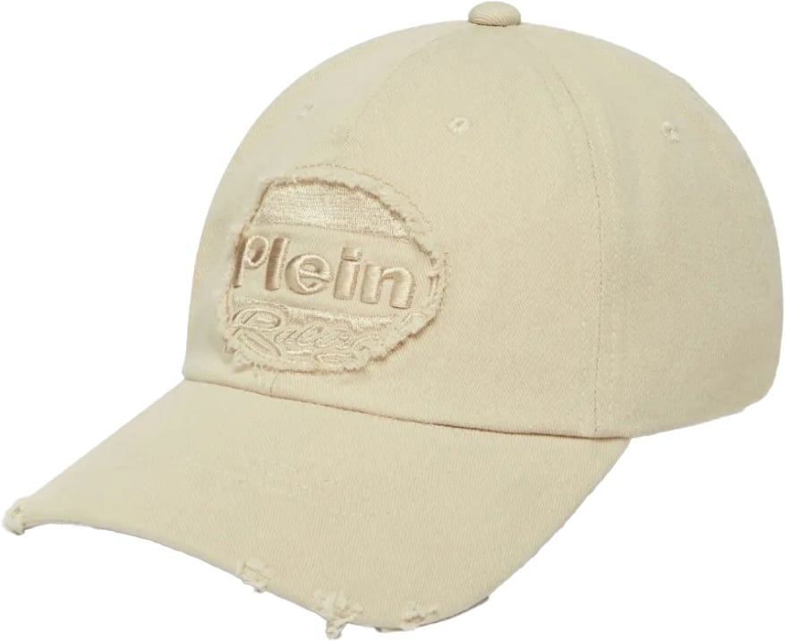 Philipp Plein Logo Patch Twill Baseball Cap Beige