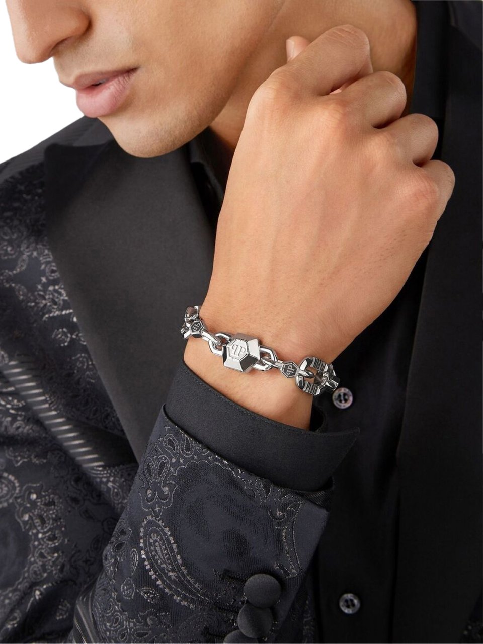 Philipp Plein Edge Logo Chain Bracelet Zilver