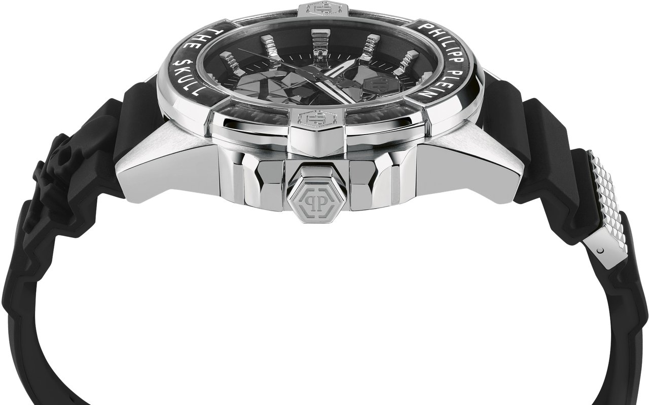 Philipp Plein PWAAA1622 The Skull Carbon Fiber horloge 44 mm Zwart