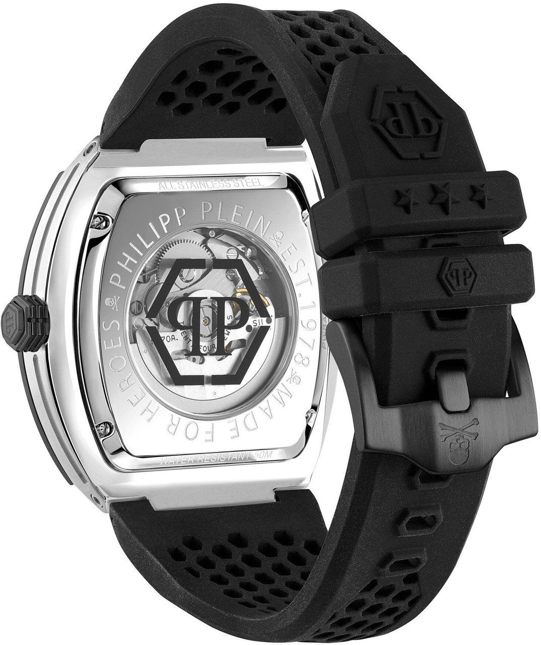 Philipp Plein PWBAA2023 The Skeleton automatisch horloge 44 mm Zilver