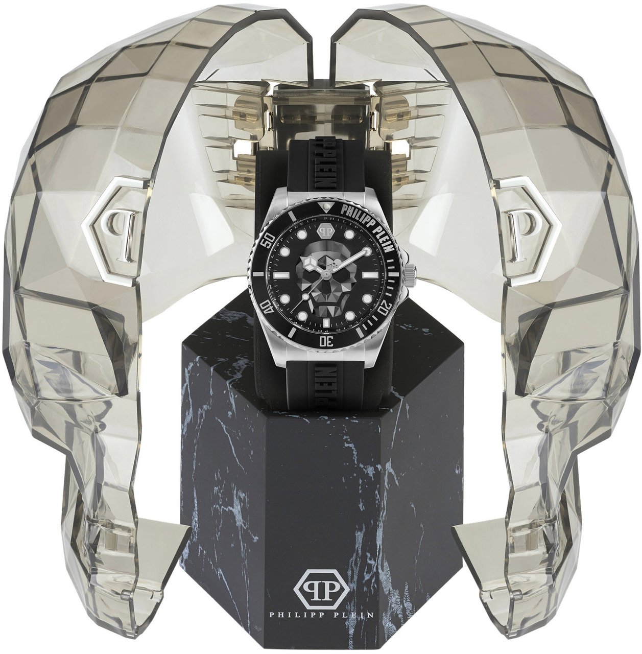 Philipp Plein PWOAA0122 The Skull Diver horloge 44 mm Zwart