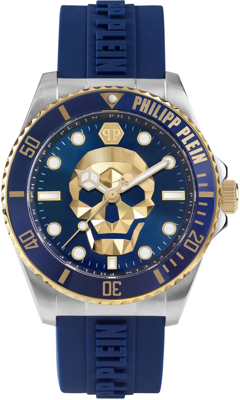 Philipp Plein PWOAA0222 The Skull Diver horloge 44 mm Blauw