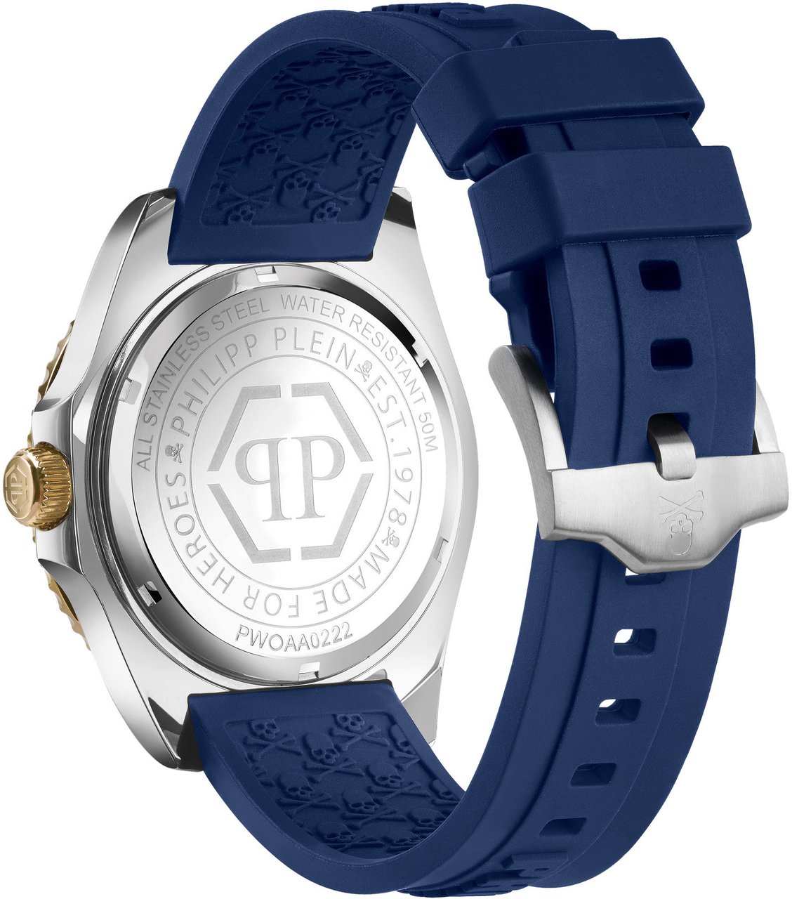Philipp Plein PWOAA0222 The Skull Diver horloge 44 mm Blauw