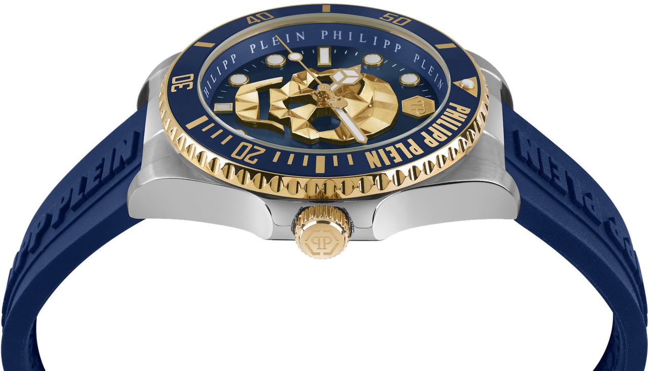 Philipp Plein PWOAA0222 The Skull Diver horloge 44 mm Blauw