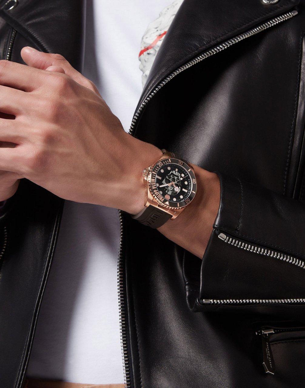 Philipp Plein PWOAA0322 The Skull Diver horloge 44 mm Zwart