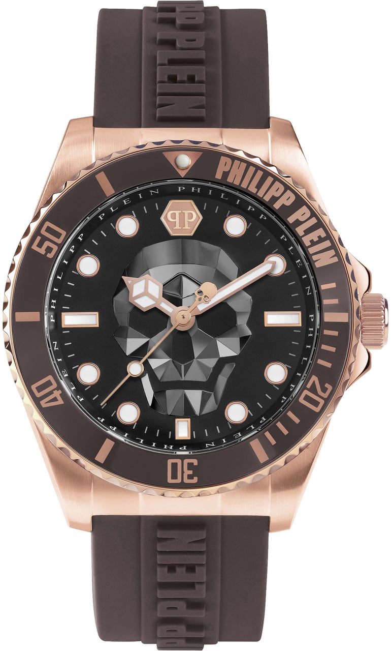 Philipp Plein PWOAA0322 The Skull Diver horloge 44 mm Zwart