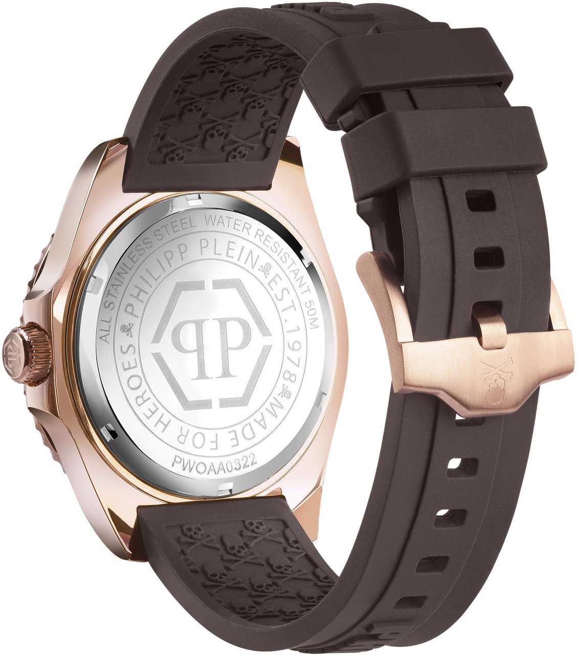 Philipp Plein PWOAA0322 The Skull Diver horloge 44 mm Zwart
