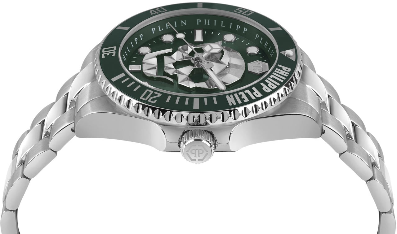 Philipp Plein PWOAA0622 The Skull Diver horloge 44 mm Groen