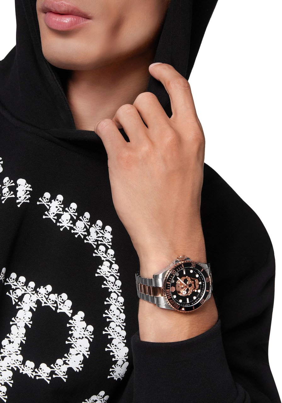 Philipp Plein PWOAA0822 The Skull Diver horloge 44 mm Zwart