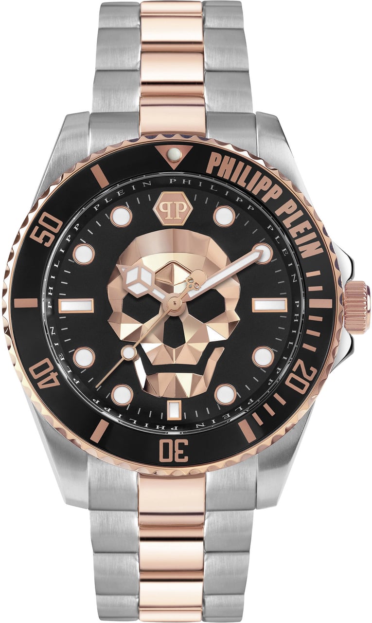 Philipp Plein PWOAA0822 The Skull Diver horloge 44 mm Zwart