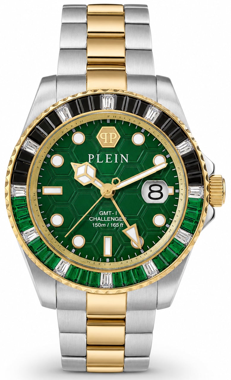 Philipp Plein PWPZA0224 GMT-I Challenger Baguettes horloge Groen