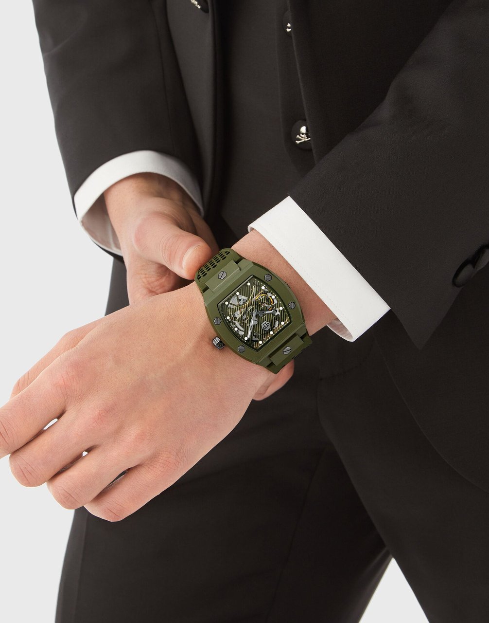 Philipp Plein PWVBA0223 The Skeleton Ecoceramic horloge Groen