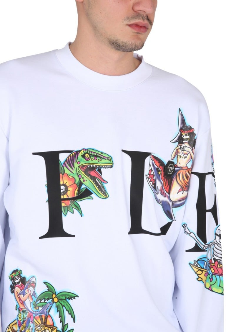Philipp Plein Crewneck Sweatshirt With Front Graphic Wit