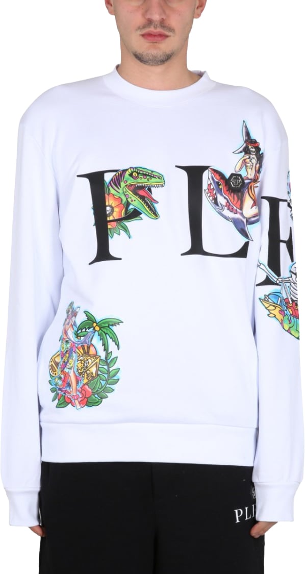 Philipp Plein Crewneck Sweatshirt With Front Graphic Wit