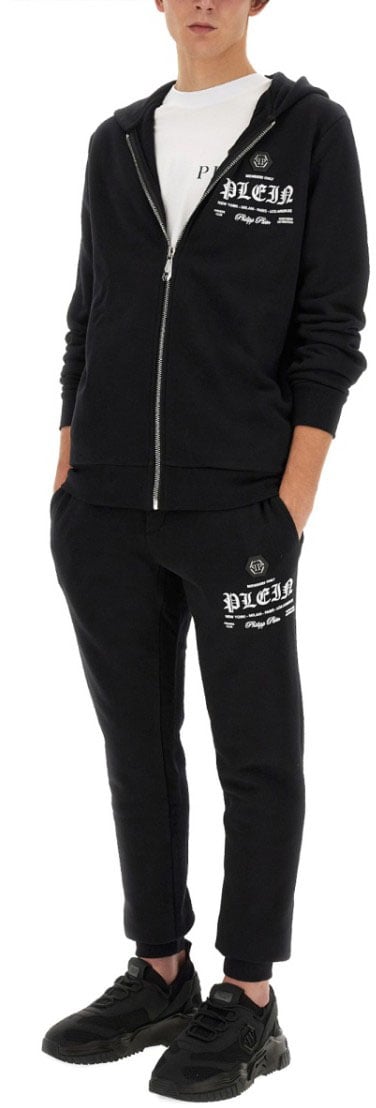 Philipp Plein Zip-Up Black Hoodie Zwart