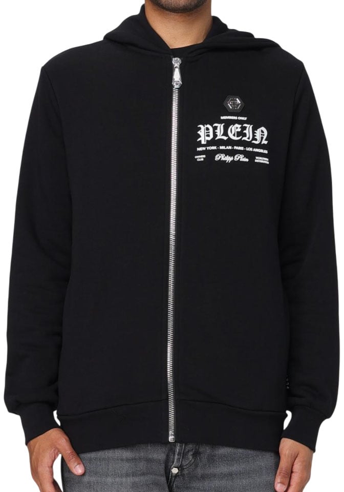 Philipp Plein felpa con cappuccio e zip con stampa del logo Zwart