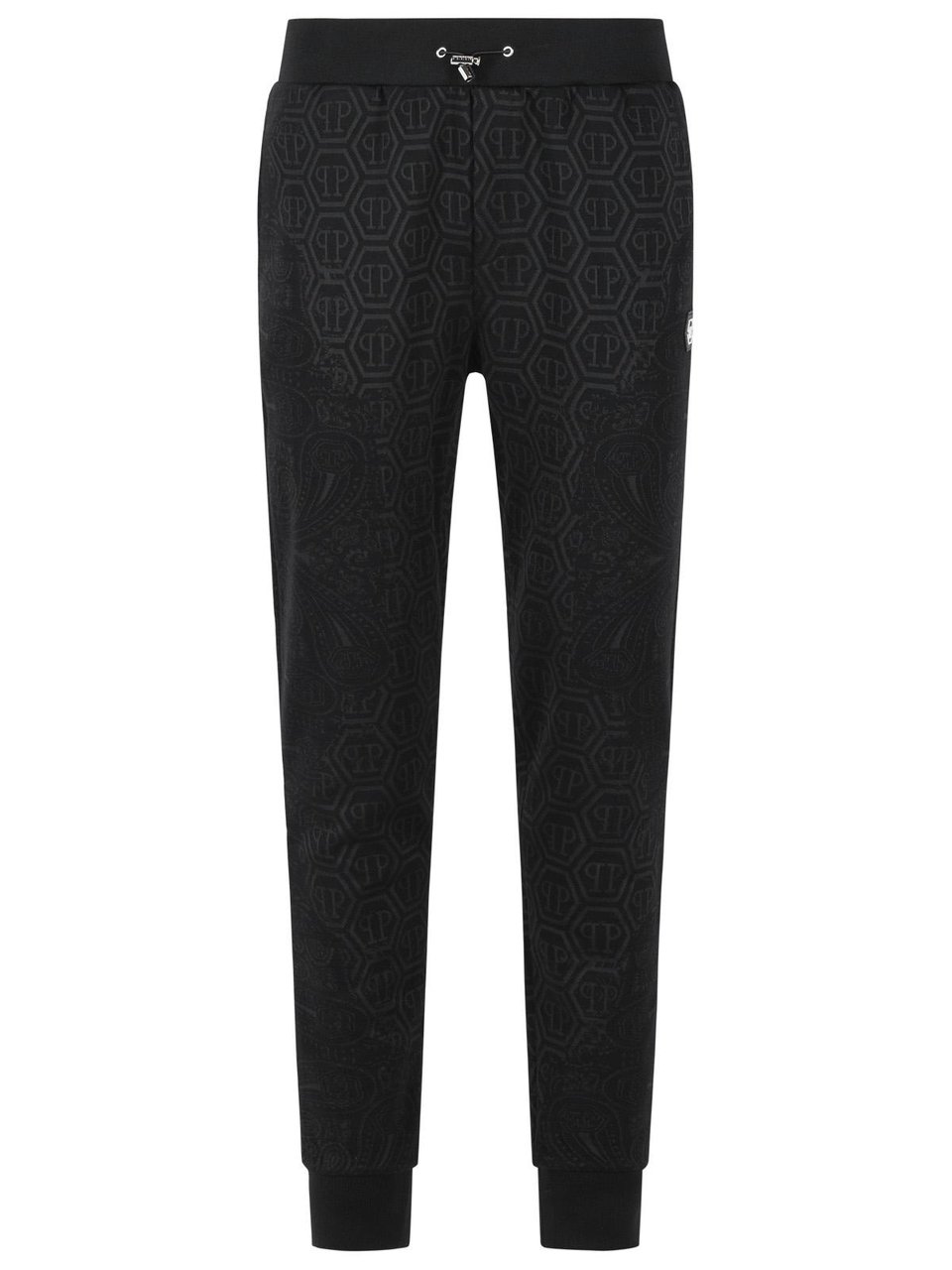 Philipp Plein 'Paisley' Black Cotton Blend Pants Zwart
