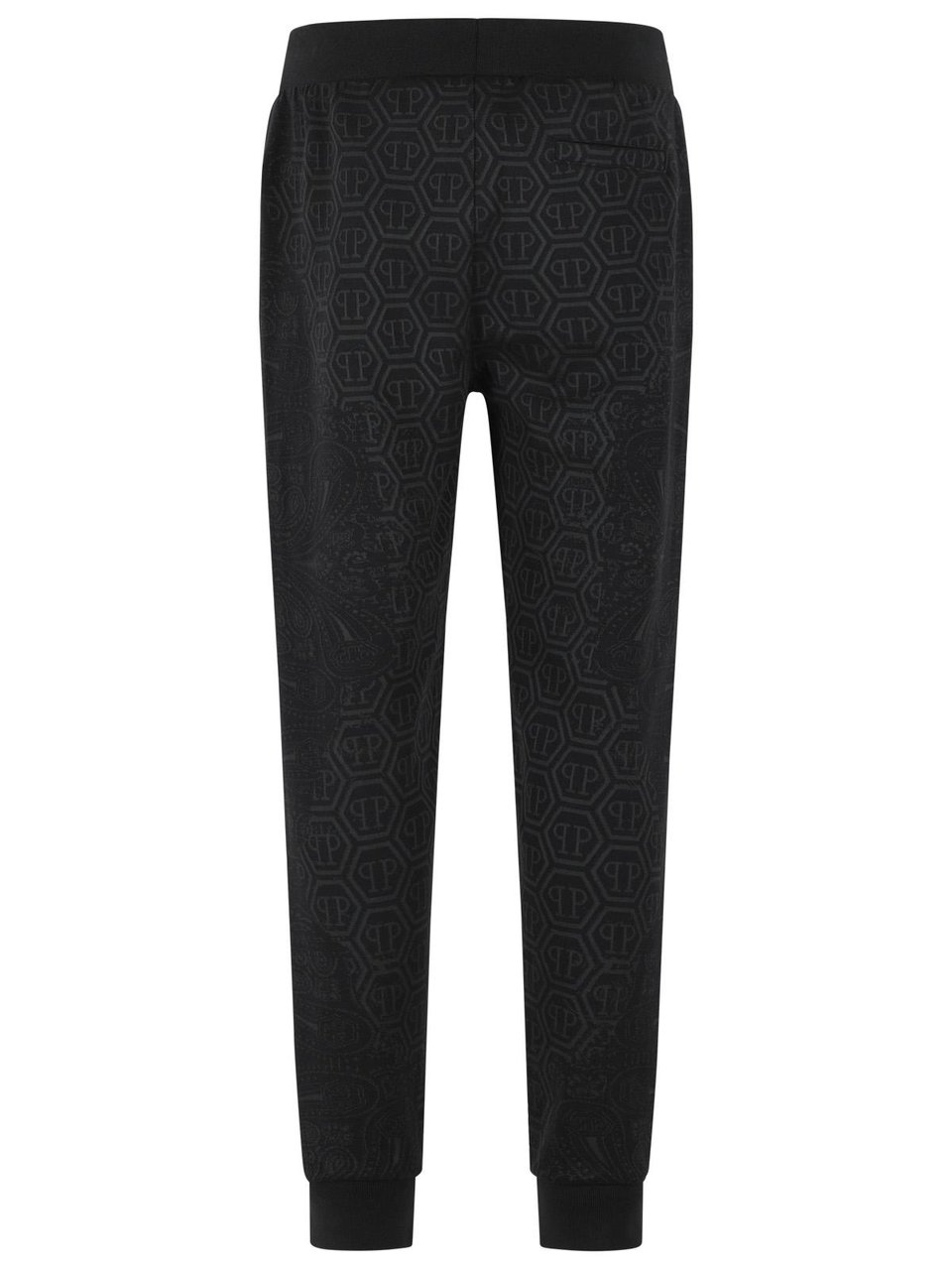 Philipp Plein 'Paisley' Black Cotton Blend Pants Zwart