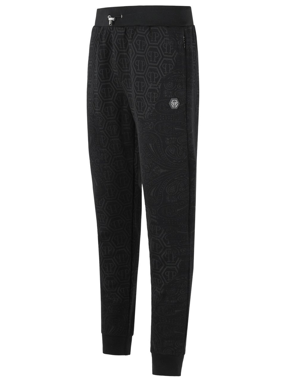 Philipp Plein 'Paisley' Black Cotton Blend Pants Zwart