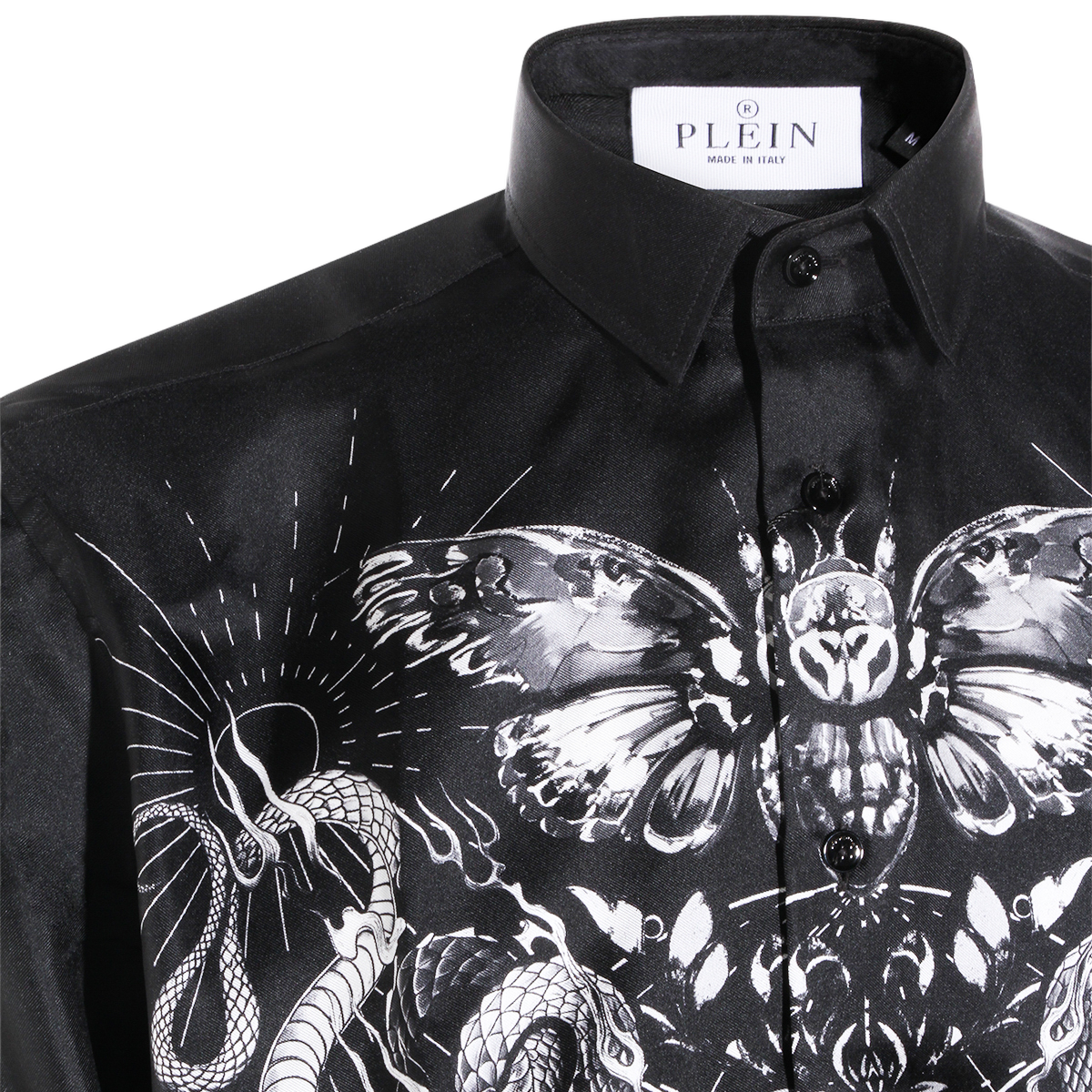 Philipp Plein Tailored Black Shirt with Button-Down Front Zwart