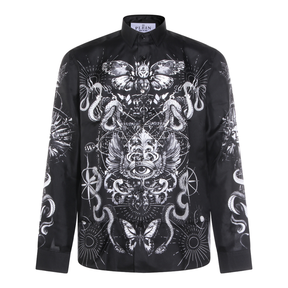 Philipp Plein Tailored Black Shirt with Button-Down Front Zwart
