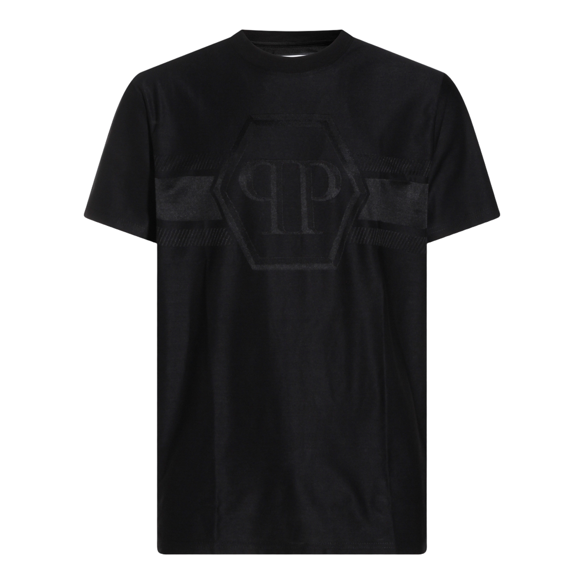 Philipp Plein Classic Black T-Shirt with Crew Neckline Zwart
