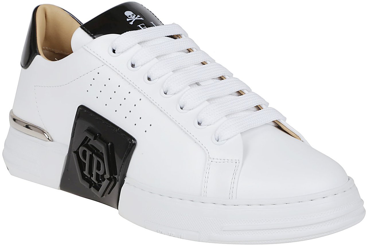 Philipp Plein PHILIPP PLEIN LO-TOP LEATHER SNEAKERS PHANTOM KICK$ Wit