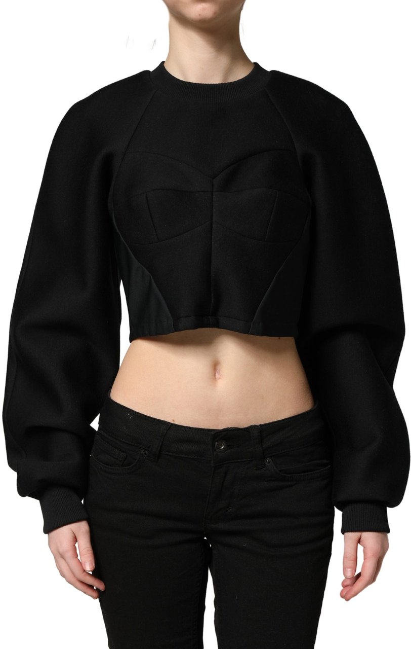 Philosophy by Lorenzo Serafini Philosophy Black Cropped ZipperBack Sweatshirt Sweater Zwart