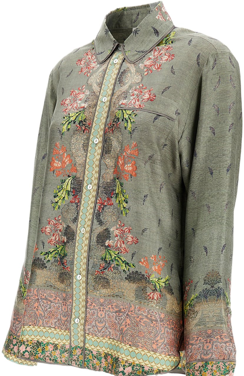 Pierre Louis Mascia Multicolor Printed Silk Long-Sleeved Shirt Divers
