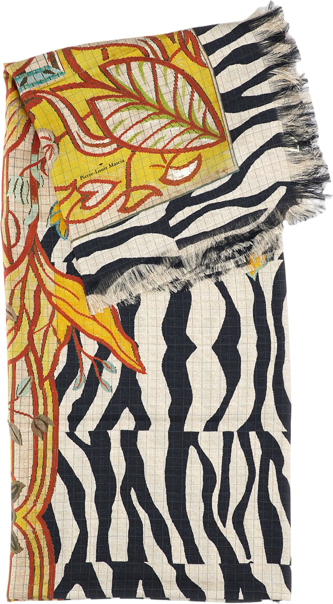 Pierre Louis Mascia Multicolor Graphic Silk Scarf With Fringed Edges Divers