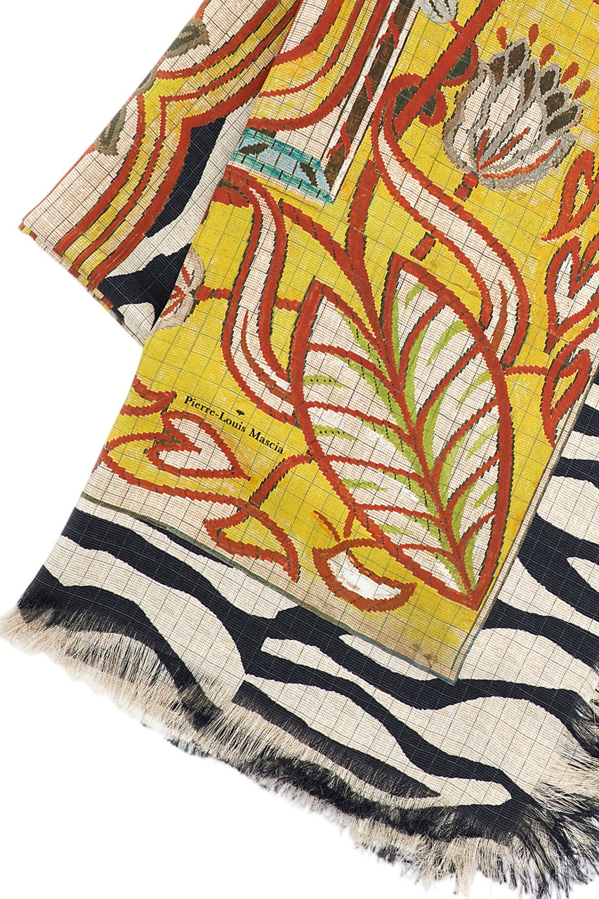 Pierre Louis Mascia Multicolor Graphic Silk Scarf With Fringed Edges Divers