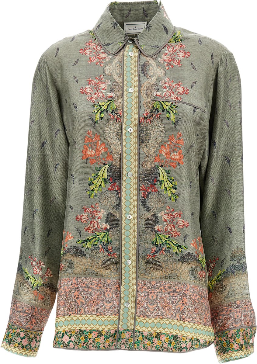 Pierre Louis Mascia Multicolor Printed Silk Long-Sleeved Shirt Divers
