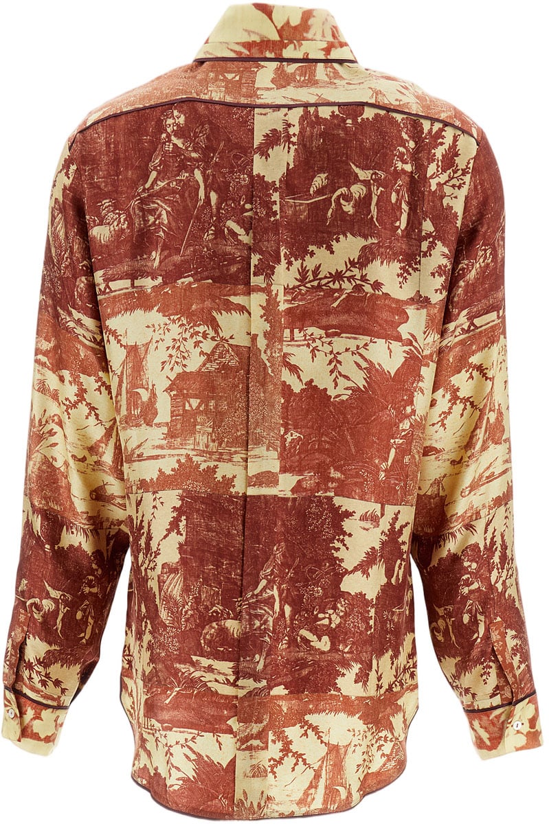 Pierre Louis Mascia Long-Sleeved Printed Silk Shirt With Classic Collar Divers