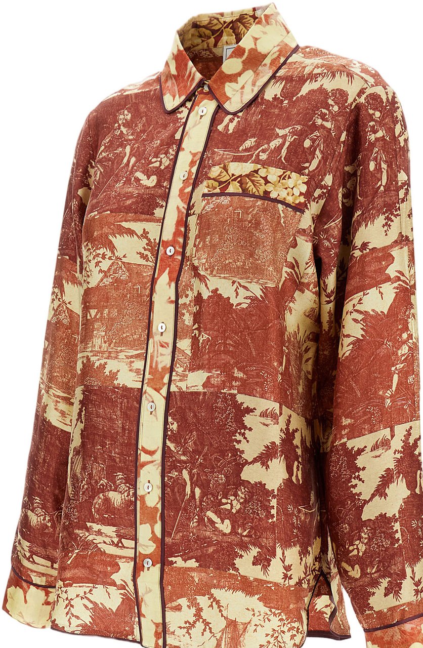 Pierre Louis Mascia Long-Sleeved Printed Silk Shirt With Classic Collar Divers