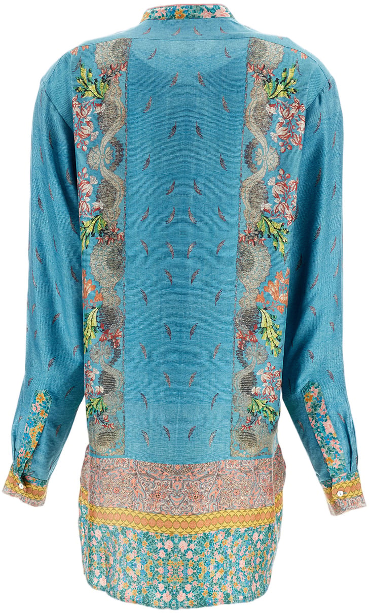 Pierre Louis Mascia Silk Tunic Shirt With Mandarin Collar Divers