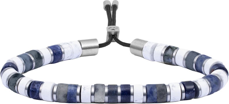 Pig & Hen Pig & Hen Armband P49-160104-L Brontide 6mm Adjustable Aomori Zilver Maat L Blauw