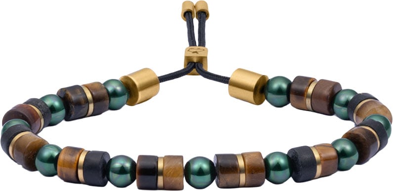 Pig & Hen Pig & Hen Armband P49-388744-L Brontide 6mm Adjustabel Yawata Gold Maat L Groen