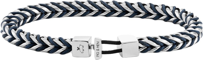 Pig & Hen Pig & Hen Armband P52-163000-M Catena Foxtail Staal Navy Blue Maat M 18cm Navy