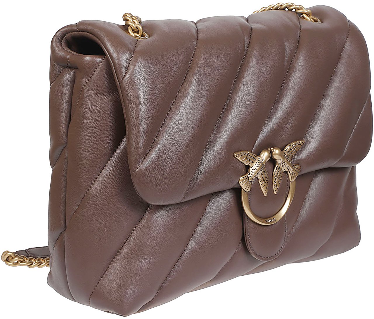 Pinko Love Big Puff Maxi Quilt Bag Brown Bruin